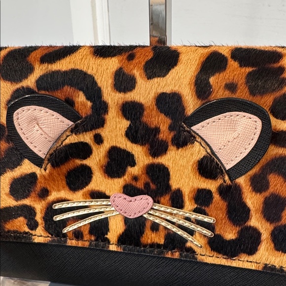 Kate Spade Bag Kitty Cat Leopard Limited Edition Leather Calf Hair Crossbody - Picture 10 of 17